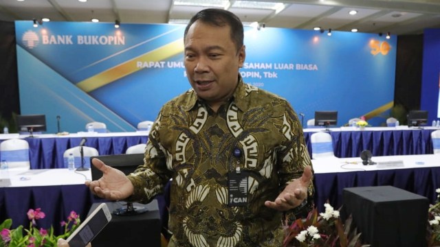 Direktur Utama Bank Bukopin, Rivan Achmad Purwantono saat mengikuti Rapat Umum Pemegang Saham Luar Biasa (RUPSLB) Bank Bukopin di Jakarta, Selasa (25/8). 
 Foto: Aditia Noviansyah/kumparan