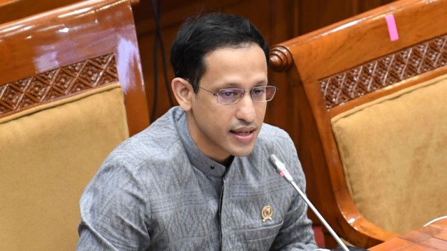 Mendikbud Nadiem Makarim saat rapat kerja bersama Komisi X DPR di Kompleks Parlemen Senayan, Jakarta, Kamis (27/8). Foto: Puspa Perwitasari/ANTARA FOTO