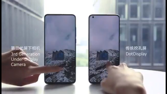 Smartphone kamera selfie di bawah layar (kiri) dari Xiaomi. Foto: Shou Zi Chew via Twitter