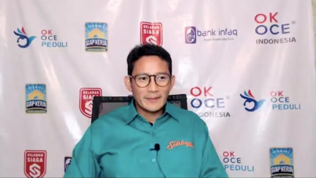 Sandiaga Uno memberikan keterangan dalam acara webinar. Foto: Dok. Istimewa