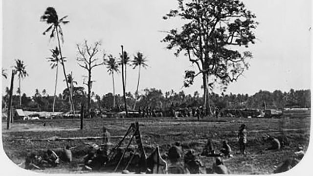 Bekas Masjid Raya Baiturrahman setelah penyerangan Belanda, Januari 1874. Dok. KITLV Tropen Museum