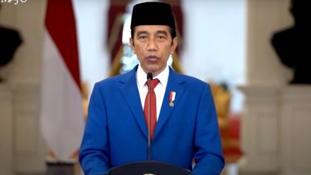 Presiden Joko Widodo memberikan pidato pada Sidang Majelis Umum ke-75 PBB. Foto: Youtube/@ Sekretariat Presiden