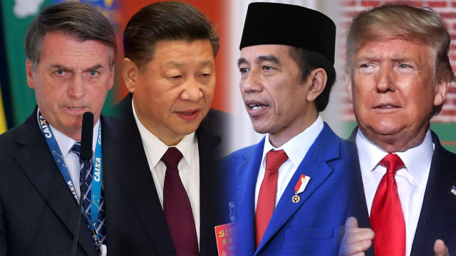 Jair Bolsonaro, Xi Jinping, Jokowi dan Trump. Foto: REUTERS dan Antara Foto