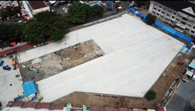 Tampak dari atas area Terminal Gamalama Ternate yang dibangun oleh PUPR Kota Ternate menggunakan metode rigid pavement. Foto: PUPR Ternate 