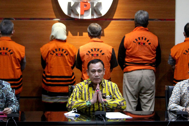 Ketua KPK Firli Bahuri saat menggelar konferensi pers kasus korupsi yang ditangani KPK.                             foto:istimewa