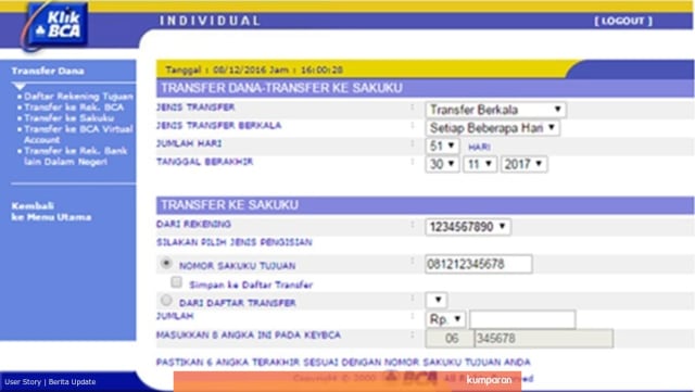 Tampilan Klik BCA. Foto: Dok. kumparan