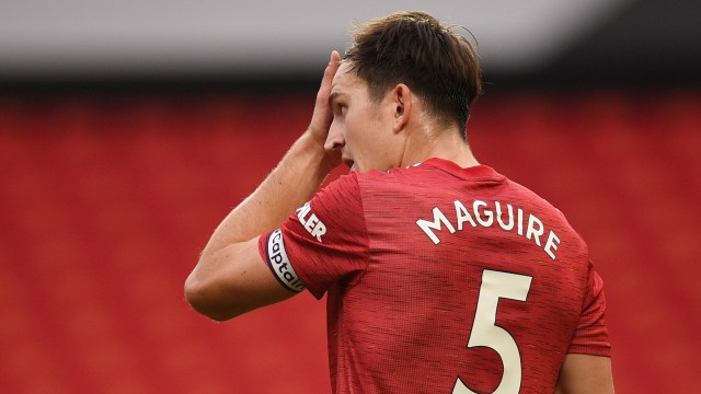 Pemain Manchester United Harry Maguire saat pertandingan melawan Tottenham Hotspur di Old Trafford, Manchester, Inggris. Foto: Oli Scarff/REUTERS