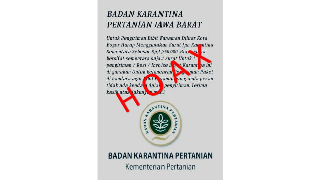 Flyer penipuan yang dibuat oknum ekspedisi pengiriman barang.