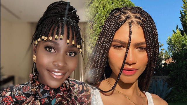 Gaya rambut cornrow selebriti dunia. Foto: Instagram/@lupitanyongo dan @zendaya