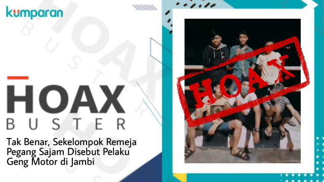 Tidak benar, sekelompok remaja pegang senjata tajam merupakan pelaku geng motor yang meresahkan masyarakat Kota Jambi. Foto: kumparan.com/jambikita.id