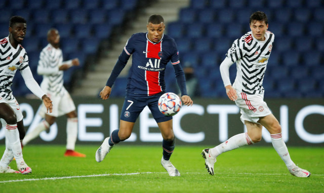 Pertandingan Liga Champions antara Paris St Germain vs Manchester United di Parc des Princes, Paris, Prancis. Foto: Gonzalo Fuentes/Reuters