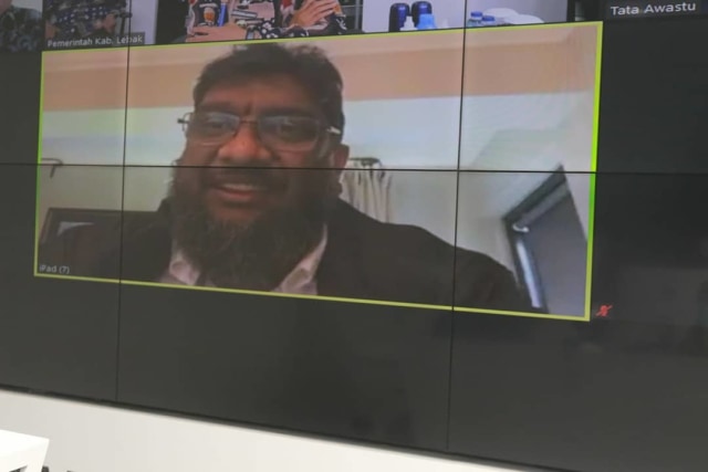 Chairmain of the Board Aqunion, Prof. Mohammad Karaan, saat menyampaikan minatnya untuk berinvestasi teripang di Indonesia khususnya di Kabupaten Lebak. (Dok. Humas Protokol Lebak)