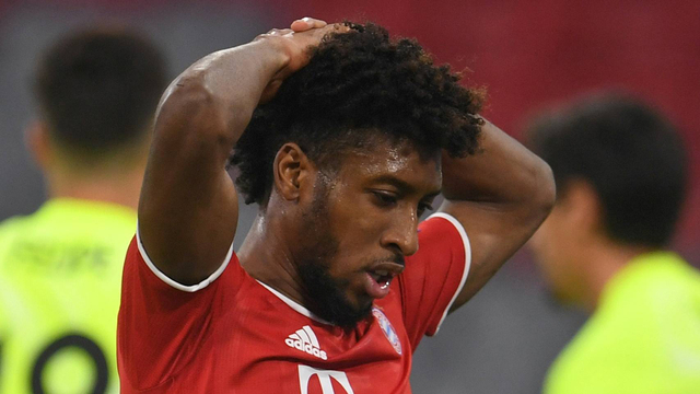 Pemain Bayern Munich, Kingsley Coman saat pertandingan melawan Atletico Madrid. Foto: Andreas Gebert/Reuters