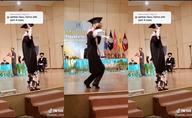 Viral Video 2 Pria Asal Yogya Pakai High Heels & Bergaya Bak Model saat Wisuda Foto: sunduk_cimol