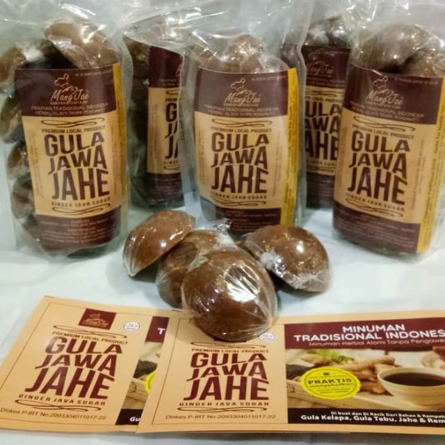 Produk gula jawa jahe dari Mang Jae. 