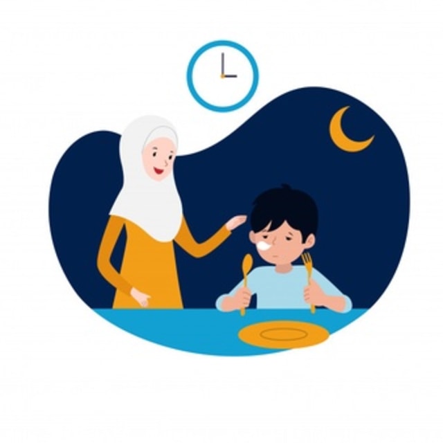 Ilustrasi Mengajarkan Anak Berpuasa. Sumber: Freepik.com