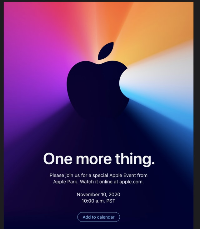 Undangan Apple Event digelar 10 November 2020.