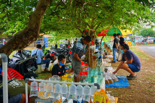 Suasana pasar Ikan Hias Kalpataru, Minggu (1/11) | Foto : Syahwa Roza Hariqo/Lampung Geh