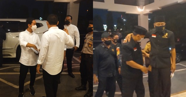 Kedatangan dua pasang calon Wali Kota dan Wakil Wali Kota Solo dalam debat Pilwalkot Solo, Jumat (06/11)