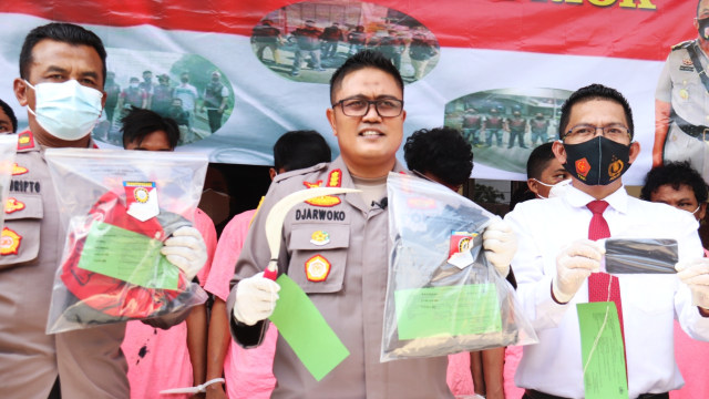 Konferensi Pers kasus penjambretan Handphone di Polsek Tanjung Priok. Foto: Dok. Polres Jakarta Utara