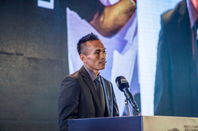Atlet Indonesia Sunoto menghadiri salah satu konferensi pers ONE Championship (ONE Championship)