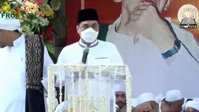 Wagub DKI Riza Patria memberikan sambutan di acara Peringatan Maulid Majelis Ta'lim Al Afaf di Tebet, Jakarta Selatan. Foto: Youtube/@FRONT TV