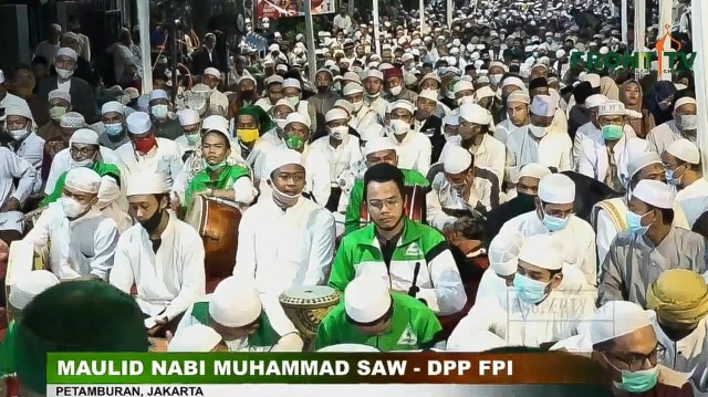 Suasana perayaan Maulid Nabi di Markas FPI Petamburan, Jakarta. Foto: Dok. Youtube Front TV
