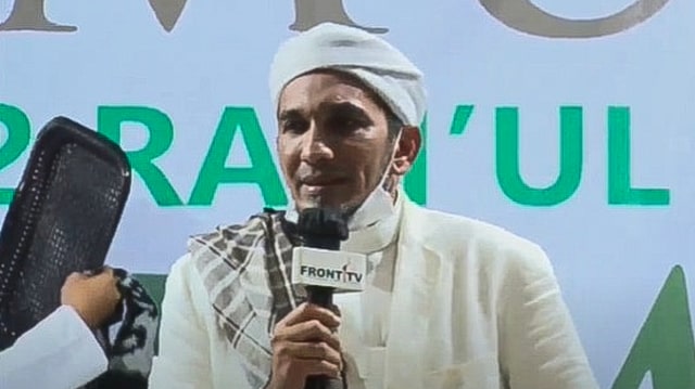 Ketua Umum DPP FPI, Ahmad Sobri Lubis di acara Maulid Nabi di Petamburan, Jakarta. Foto: Dok. Youtube Front TV