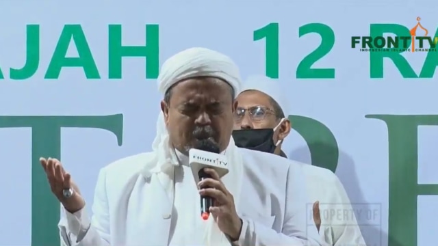 Habib Rizieq Syihab memberikan ceramah pada peringatan Maulid Nabi di DPP FPI, Petamburan, Jakarta. Foto: Youtube/@FRONT TV