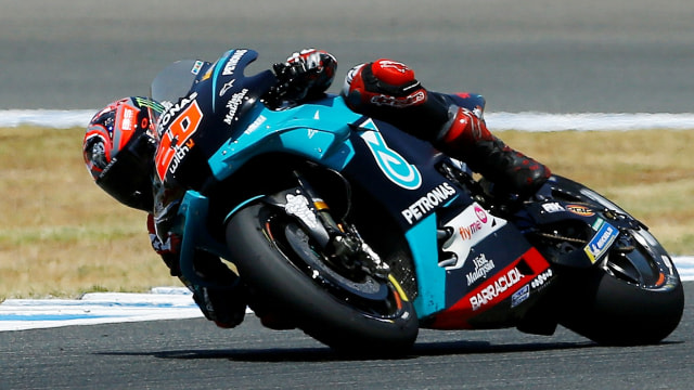 Pebalap MotoGp Fabio Quartararo di Sirkuit Jerez, Spanyol. Foto: Marcelo Del Pozo/REUTERS
