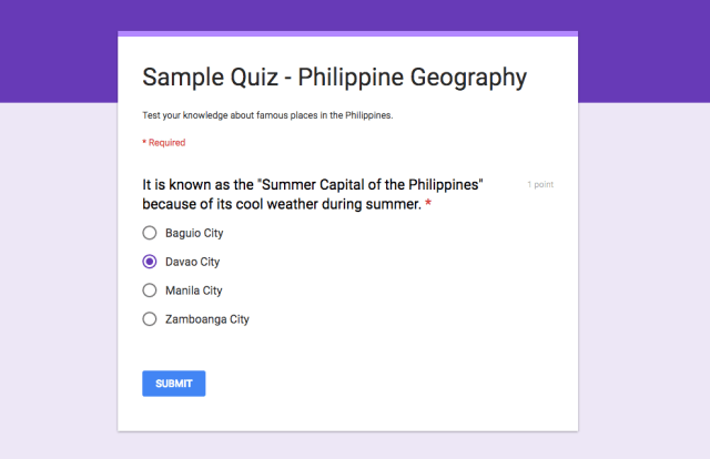 Contoh Tampilan Kuis di Google Form Foto: dok EmpowerED