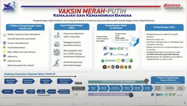 Rancangan roadmap vaksin Merah Putih. Foto: Kemristek/BRIN