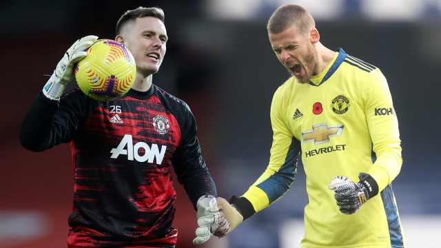 Dean Henderson dan David de Gea. Foto: Martin Rickett dan Carl Recine /REUTERS