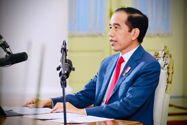 Presiden Jokowi Hadiri Pertemuan Virtual WEF Mengenai Indonesia dari Istana Kepresidenan Bogor,  Jawa Barat. Foto: Foto: Muchlis Jr - Biro Pers Sekretariat Presiden
