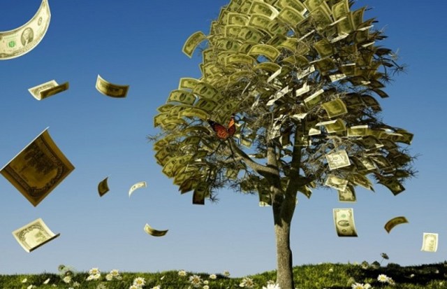 Ilustrasi pohon uang (akar-ranting).