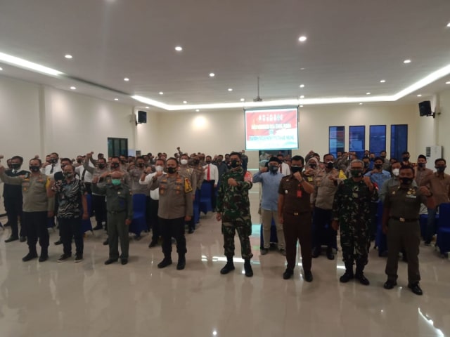 Satgas Anti Money Politic yang diresmikan pada Senin (30/11/2020) di Gedung Sanika Satyawada Polres Malang. Foto: Rizal Adhi.