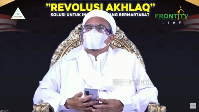 Habib Rizieq Hadir Virtual di Dialog Nasional Reuni 212.  Foto: Tangkapan Layar Front TV