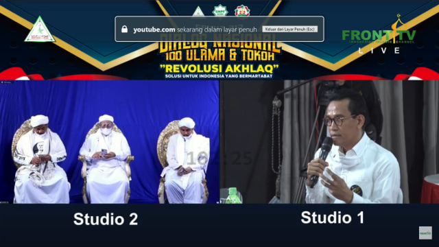 Refly Harun (kanan) di Dialog Nasional Reuni 212, Rabu (2/12).
 Foto: Front TV