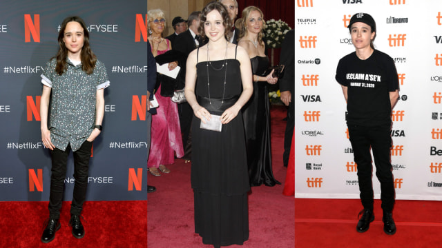 Transformasi gaya Ellen Page sebelum menjadi transgender dan mengubah nama jadi Elliot. Foto: VALERIE MACON / AFP