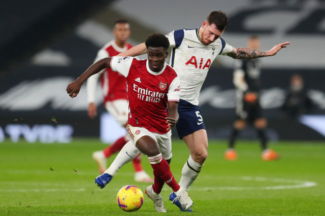 Pertandingan Liga Premier Tottenham Hotspur vs Arsenal di Stadion Tottenham Hotspur, London, Inggris, Minggu (6/12). Foto: Pool via REUTERS