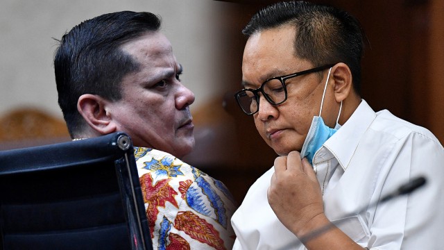 Irjen Pol Napoleon Bonaparte dan Brigjen Pol Prasetijo Utomo. Foto: Sigid Kurniawan/ANTARA FOTO