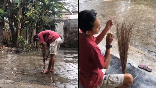 Pria iseng coba jadi pawang hujan. (Foto: @ratzzz16/TikTok)