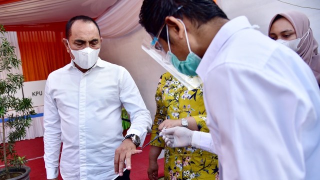Gubernur Sumatera Utara Edy Rahmayadi usai menggunakan hak pilihnya di TPS 23, Kecamatan Medan Johor, Medan. Foto: Dok. Istimewa