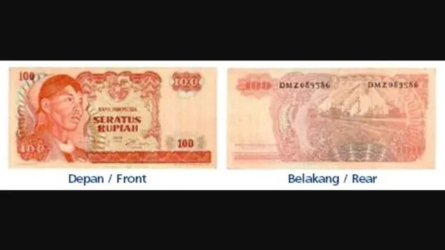 Pecahan uang Rp100 Tahun Emisi 1968 Foto: Dok. BI