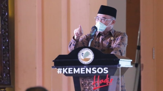 Menteri Sosial Ad Interim Muhadjir Effendy dalam peringatan Hari Antikorupsi Sedunia 2020. Foto:  Kemensos RI