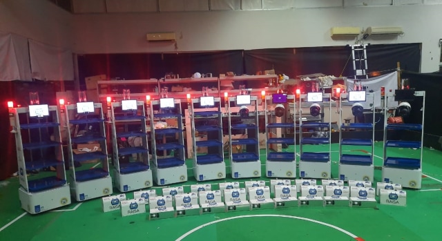 Sepuluh unit RAISA dan 35 perangkat pembuka pintu otomatis yang telah selesai diproduksi oleh ITS. Foto-foto: Humas ITS.