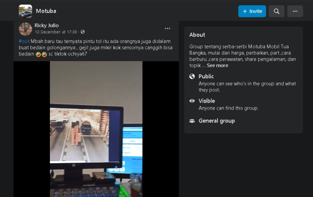 Video petugas tol pilah tarif tol sesuai golongan kendaraan yang melintas. dok. Tangkapan layar facebook.com/groups/motuba