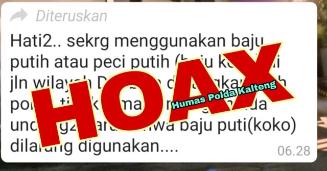 Informasi dimedsos tentang larangan penggunaan baju muslim yang dicap hoaks oleh Bidhumas Polda Kalteng.