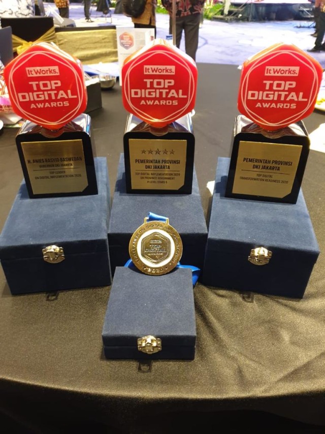 Pemerintah Provinsi DKI Jakarta dan Gubernur Provinsi DKI Jakarta, Anies Baswedan meraih penghargaan TOP Digital Awards 2020. Foto: PPID DKI Jakarta