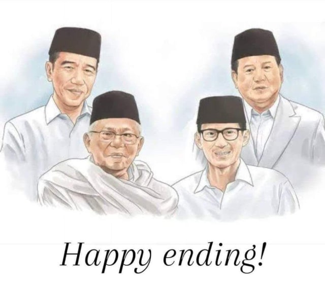 Meme Happy Ending yang viral pasca masuknya Sandiaga Uno dalam jajaran menteri Jokowi